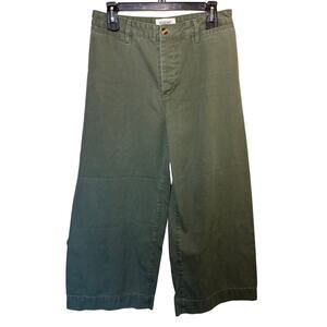 EVIDNT Olive Green Cropped Wide Leg Chino Pants High Rise size 30